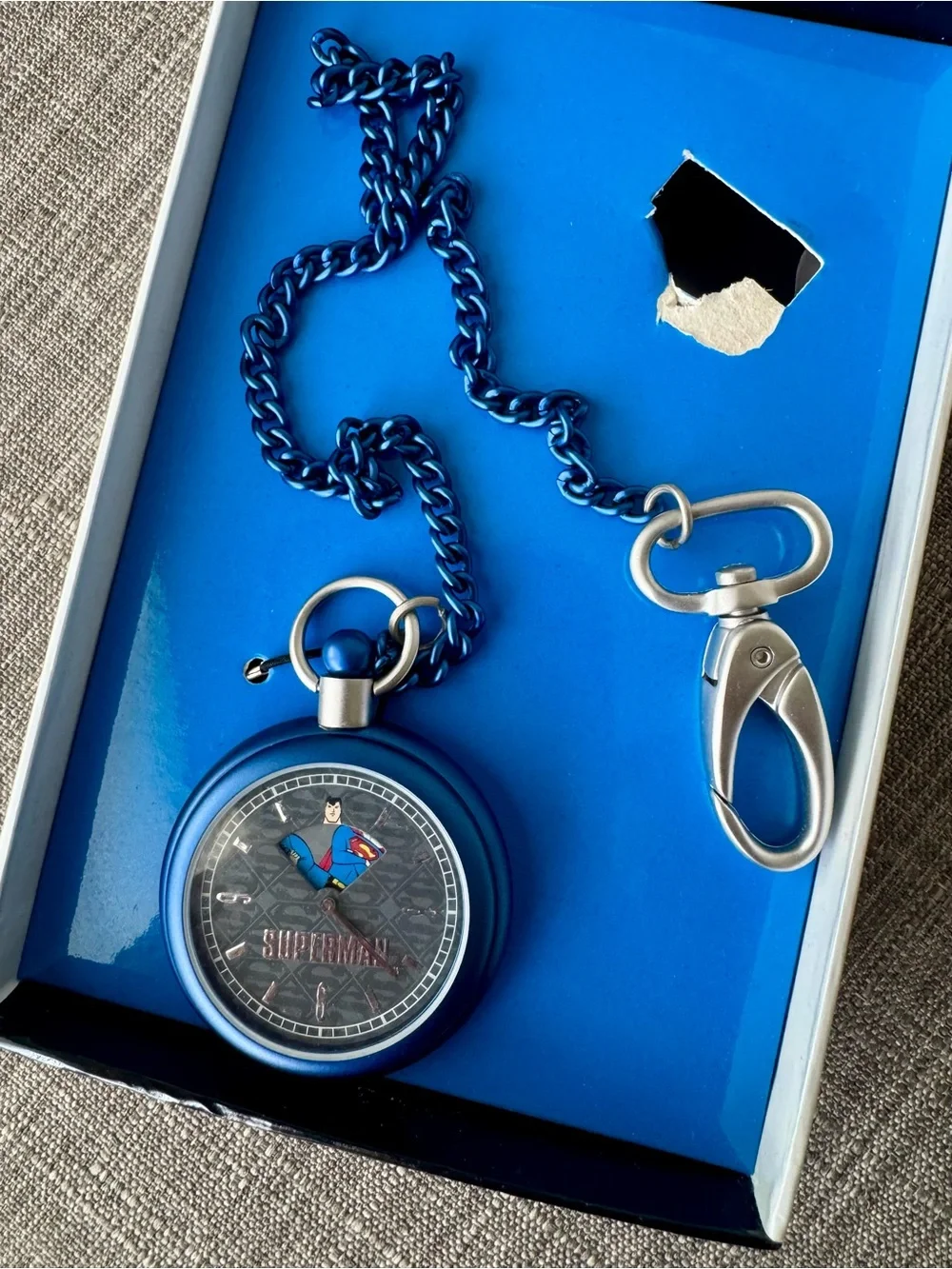 Warner Bros. Blue Superman Pocket Watch Necklace with Chain